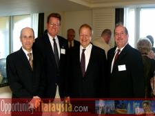Group Photo taken in the penthouse suite at the Atlantic hotel in Fort Lauderdale of Jacques Roy, Jim Naugle, Bernhard schutte and Carlos Banks From left to right: Jacques Roy, General Manager of The Atlantic Hotel , Jim Naugle, Mayor of the City of Fort Lauderdale, Bernhard Schutte, Chairman of Asia Committee USA and Carlos Banks from MALAYSIA AIRLINES.