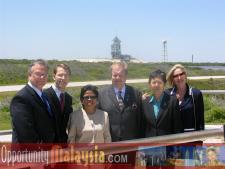 Launch Complex-39 area at NASA Kennedy Space CenterCharles Zechman, Patrick Everett, Executive Assistant Digital Media Network, Dato' Rosnah Majid, CEO of Electronic Business Management (EBM), Bernhard Schutte, Chairman of Asia Committee USA, Boni Chuah, Commercial Attache in KL, Lorna Honecker, Luxury Realtor of Prudential Florida First