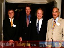 Group Photo of: Thomas Bernthaler, John McCartney, Bernhard Schutte and John Bauer.From Left to right: Thomas Bernthaler, CIO of Digital Media Network (DMNI), John McCartney, Director for Florida, U.S Department of Commerce, Bernhard Schutte, Chairman of Asia Committee USA and Consul John Bauer, President of Basic Food International.
