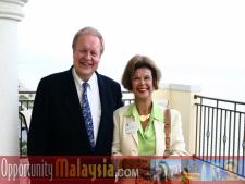 Bernhard Schutte and Mimi Bauer enjoying the view from the penthouse suite at the Atlantic Hotel in Fort Lauderdale.From Left to right: Bernhard Schutte, Chairman of Asia Committee USA and Mimi Bauer.