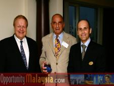 Group Photo of Bernhard Schutte, John Bauer and Jacques Roy.From Left to right: Bernhard Schutte, Chairman of Asia Committee USA Consul John Bauer, President of Basic Food International and Jacques Roy, General Manager of The Atlantic Hotel in Fort Lauderdale.