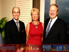 Jacques Roy, June Wolfe and Bernhard Schutte.From Left to right: Jacques Roy, General Manager of The Atlantic Hotel, June Wolfe, President or South Florida Manufacturers Association and Bernhard Schutte, Chairman of Asia Committee USA