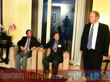 Bernhard Schutte, giving an audio visual live Internet presentation about Opportunities in Malaysia. From Left to right: Michael Corbit, Executive Director of the Internet coast, John McCartney, Director for Florida, U.S Department of Commerce and Bernhard Schutte, Chairman of Asia Committee USA